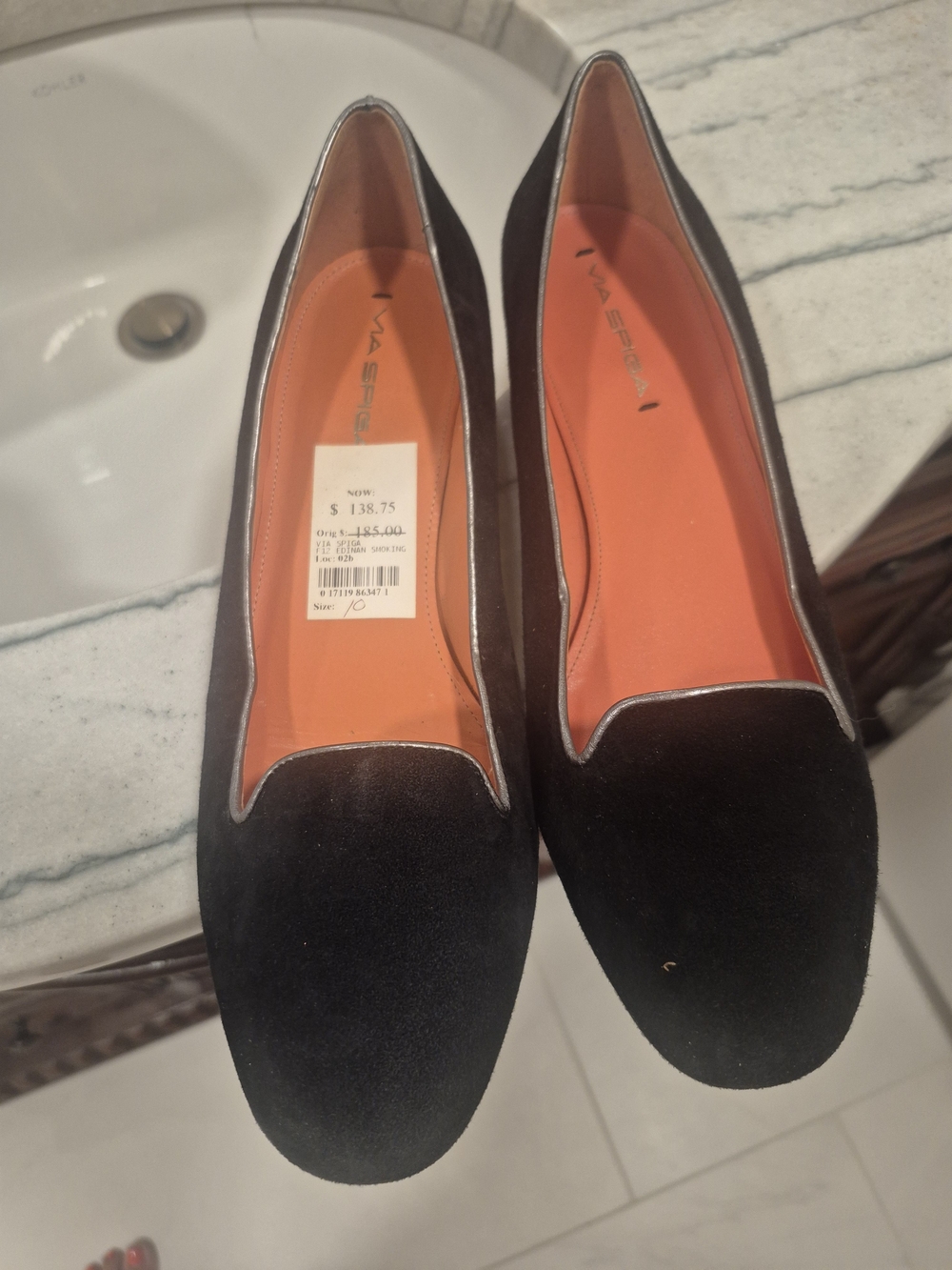 Via Spiga Suede Flats - Black